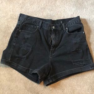American Eagle distressed black denim shorts